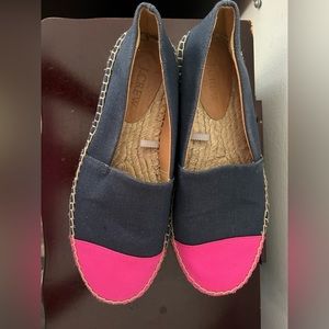 Jcrew never worn espadrilles. Blue denim with hot pink size 6.5